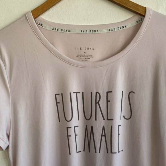 Rae Dunn The Future Is Female T-Shirt XL Pale Pink Short Sleeve Soft - Picture 2 of 7